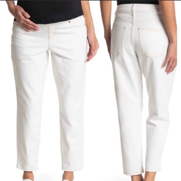 Topshop MOM Maternity White High Waisted Tapered Leg Jeans Size 8 NWT - Picture 1 of 9